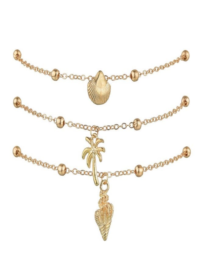 MXUHUI Boho Shell Anklet Bracelet Chain Gold Coconut Tree Ankle Conch Anklets Adjustable Handmade Beaded Chain Foot Jewelry Accessories for Women - Image 1
